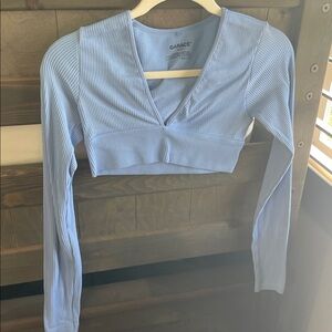 Garage Sky Blue Ribbed Crop Top